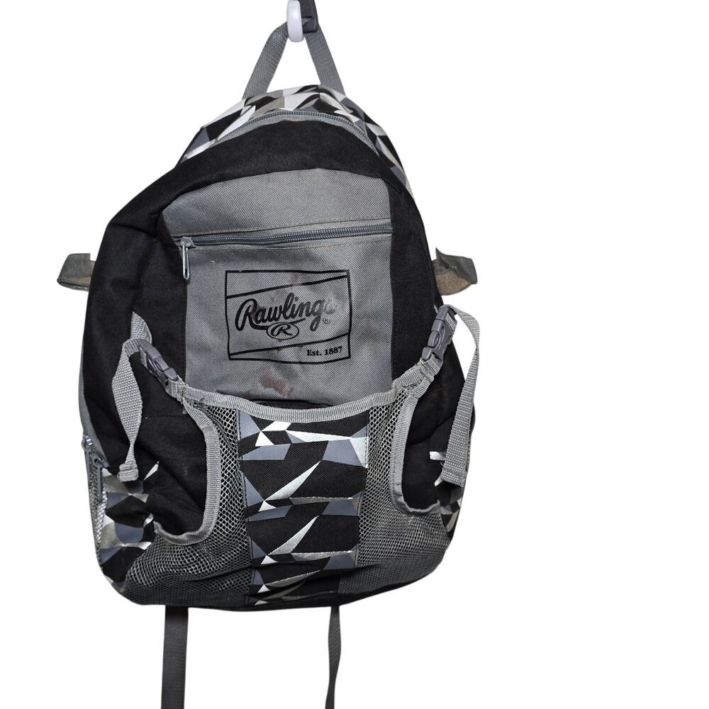 Rawlings Players Youth Tball Softball Baseball Backpack Gray Black 17x14x5